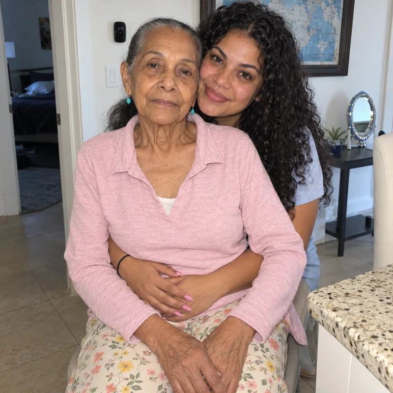 Denise with her mother-in-law at home